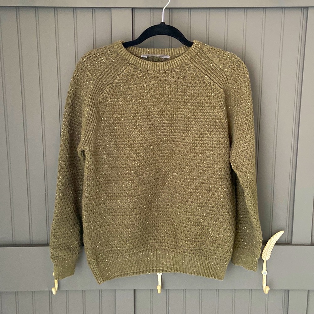 cozy green crew knit sweater size M